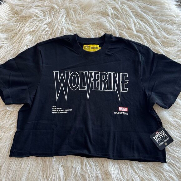 Darc Sport Tops - Darc Sport x Marvel Wolverine Rage Cropped T-Shirt Black Size Large